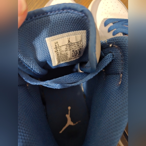 Nike Men's Air Jordan 1 Mid Shoes Sneaker Like New Cement Gray blue white - Picture 6 of 8